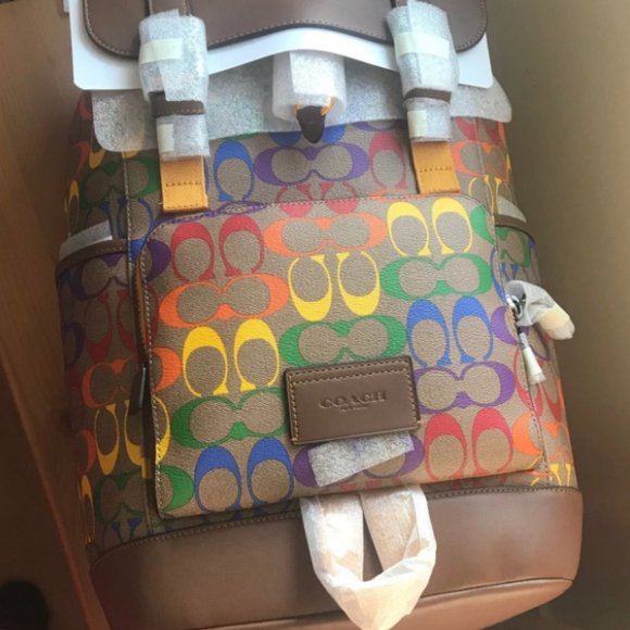 Coach Track Backpack In Rainbow Signature Canvas - Picture 10 of 10